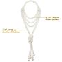 Art Deco Fashion Faux Pearls Necklace 1920s Pearls Necklace Gatsby Accessories Vintage Costume Jewelry Cream Long Necklace for Women