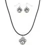 LUX ACCESSORIES Paws Animal Earring and Necklace Set (2pc)