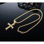 OPALTOP 14K Yellow Gold Plated Cross Necklace for Men Religious Jewelry Gifts Boys CZ Cross Pendant Necklaces 19.5in