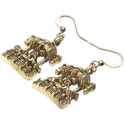 NEWEI Plated Alloy Antique Gold Merry-go-round Carousel Horse Earrings For Women Kid Dangle Vintage Jewelry Gift