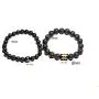 DMtse 2X Tibetan Buddhist Om Mani Padme Hum Power and Success Earth Volcanic Lava Buddha Bracelet for Mens Womens and Yogis