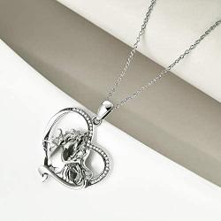 YFN I Love You Horse Pendant Necklace Jewelry Sterling Silver Girls with Horse Gift for Women Girls