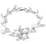 EVER FAITH Womens CZ Simulated Pearl Bridal Wedding Flower Leaf Filigree Stunning Tennis Bracelet