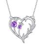 925 Sterling Silver Scottish Thistle Flower Heart Necklace for Women Jewelry Love Gift Birthday Gift Mothers Day Gift