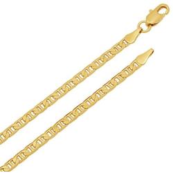 The Bling Factory 3mm-12mm 14k Yellow Gold Plated Flat Mariner Chain Necklace or Bracelet