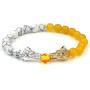 N-A Natural Black Lava & White Howlite Stone Beads Bracelet Mens Jewelry Buddha Dragon Bead Bracelet for Women
