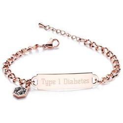 linnalove Shining Diamond Cutting Medical Alert id Bracelet for Women