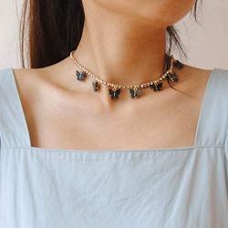 Sinkcangwu Multilayer Colors Butterfly Rhinestone Pendant Necklaces Dainty Necklace Fashion Chain Jewelry for Women and Girls Gift