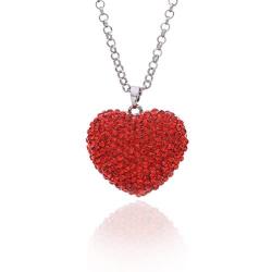 Ouran Long Necklace for Women,Love Heart Pendant Necklace for Girls Gift Silver Chain Necklace with CZ Crystal