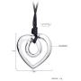 Heart Shape Long Pendant Necklace Silver Plated Black PU Leather Rope Long Chain Necklace for Women Teens Girl by Welbijoux