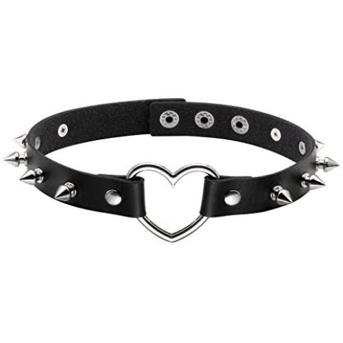JJDreams Goth Choker Jewelry Cool Collar Long Spike Vintage PU Leather Necklace for Women Men