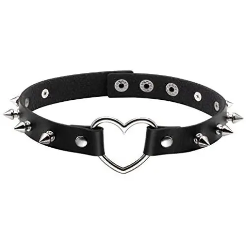 JJDreams Goth Choker Jewelry Cool Collar Long Spike Vintage PU Leather Necklace for Women Men