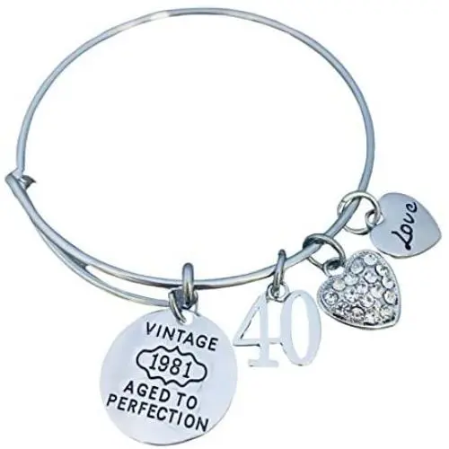 40th Birthday Gifts for Women, 1981 Birthday Expandable Charm Bracelet, 40th Birthday Ideas, Gift for Her 40th Birthday Gifts for Women, 1981 Birthday Expandable Charm Bracelet, 40th Birthday Ideas, Gift for Her