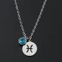KUIYAI Stainless Steel Zodiac Sign and Birthstone Charm Necklace Bracelet