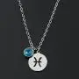 KUIYAI Stainless Steel Zodiac Sign and Birthstone Charm Necklace Bracelet