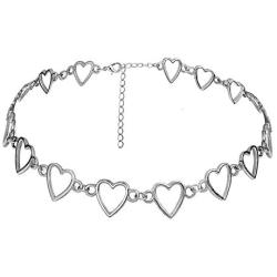 Simple Geometric Hearts Necklace Lolita Choker Chain Cuban Chunky Clavicle Chain Necklace Punk Chic Style Street Fashion Wedding Dress Jewelry for Girls Women