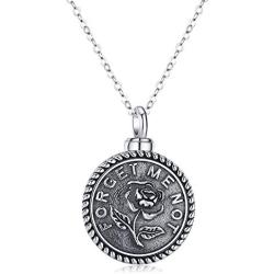 Urn Necklaces for Ashes Oxidized Silver 925 for Women,Cremation Jewelry for Ashes Keepsake Memorial Pendant Necklace Gifts for Best Friends