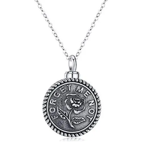 Urn Necklaces for Ashes Oxidized Silver 925 for Women,Cremation Jewelry for Ashes Keepsake Memorial Pendant Necklace Gifts for Best Friends