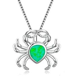 DMOMSA Classic gem Green Lucky Crab Pendant Necklace Charm Jewelry, Suitable for Female Birthday Gifts, Valentines Day, Mothers Day