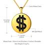 beautlace US Dollar Money Sign Necklaces Silver/18K Gold/Black Gun Plated Round Coin Dollar Pendant Jewelry for Men and Women KP0126