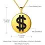 beautlace US Dollar Money Sign Necklaces Silver/18K Gold/Black Gun Plated Round Coin Dollar Pendant Jewelry for Men and Women KP0126