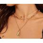 Dcfywl731 Punk Gold Layered Lock Necklace for Women 14K Gold Plated Paperclip Chain Link Necklace Padlock Pendent Necklace for Girls Punk Chunky Jewelry