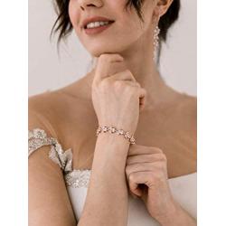 SWEETV Wedding Bracelet for Brides, Bridesmaids, Crystal Bridal Bracelet for Wedding Jewelry, Rhinestone Cubic Zirconia Tennis Bracelets for Women Prom