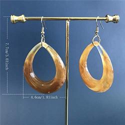 DAMLENG 4 Pairs Unique Boho Acrylic Hollow Round Teardrop Dangle Drop Leopard Earrings Set for Women Girls Square Water drop Hook Earrings Jewelry