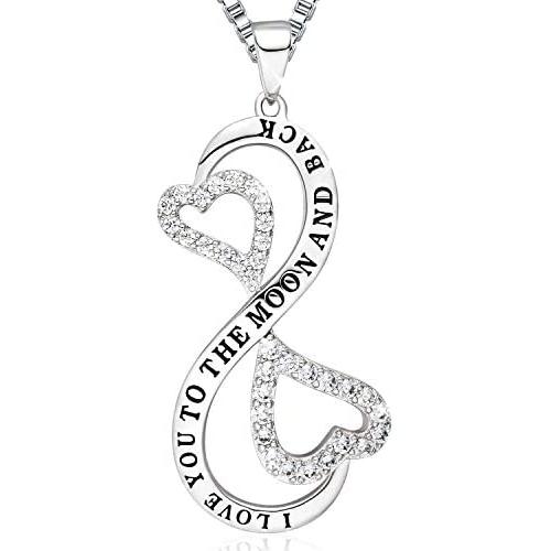 Ado Glo Mother’s Day Mom Gifts, I Love You for Always and Forever Infinity Heart Pendant Necklace, Women Girls Birthday Anniversary Wedding Jewelry, to Daughter, Sister, Girlfriend