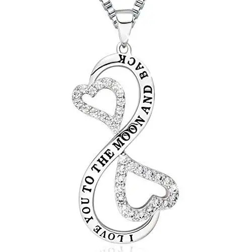 Ado Glo Mother’s Day Mom Gifts, I Love You for Always and Forever Infinity Heart Pendant Necklace, Women Girls Birthday Anniversary Wedding Jewelry, to Daughter, Sister, Girlfriend
