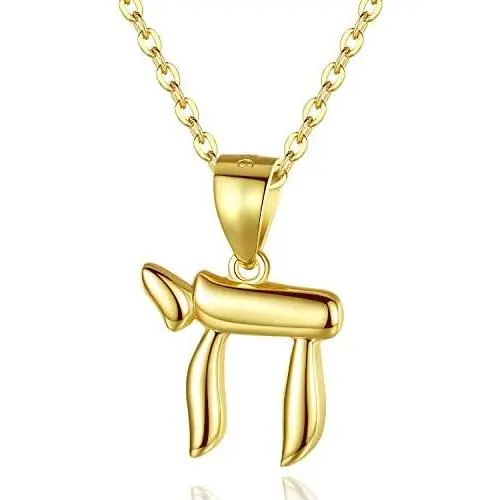 Spoil Cupid 14K Gold Plated 925 Sterling Silver Hebrew Chai Jewish Necklace for Women Plain Finish, 18'' Spoil Cupid 14K Gold Plated 925 Sterling Silver Hebrew Chai Jewish Necklace for Women Plain Finish, 18''
