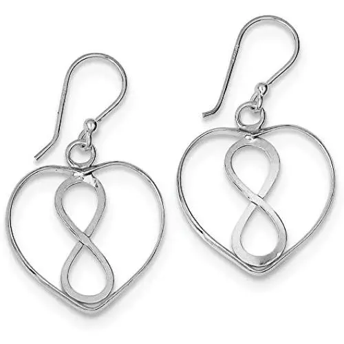 Sterling Silver Open Heart with Infinity Symbol Dangle Earrings Sterling Silver Open Heart with Infinity Symbol Dangle Earrings