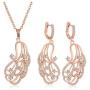 Top Plaza Womens Girls Rose Gold Plated Cubic Zirconia Jewelry Set Fashion Elegant Rhinestone Statement Necklace Earrings Set for Weddings, Brides, Formals, Prom