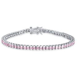 Bridal 10CT Simple Classic Cubic Zirconia Square Clear Blue Pink Brilliant Princess Cut AAA CZ Tennis Bracelet For Women For Prom 925 Sterling Silver