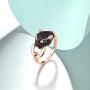 Santuzza Black Panther Spinel Rose Gold 14K Plating Rings for Women 925 Sterling Silver Leopard Head Ring