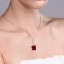 Gem Stone King Bundle of 925 Sterling Silver Red Created Ruby Pendant and Earrings Set For Women (14X10MM with 18 Inch Silver Chain)