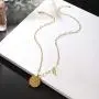 HJL Birth Flower Necklace for Women 18K Gold Plated Paperclip Chain Necklace Month Flower Embossed Coin Disc Pendant Necklace Bohemian Personalized Birthday Jewelry Gift