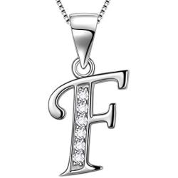 Initial Letter Necklace/Earrings 925 Sterling Silver 26 A-Z English Alphabet Fashion Name Pendant/Studs Earrings Crystal Cubic Zironia Jewelry