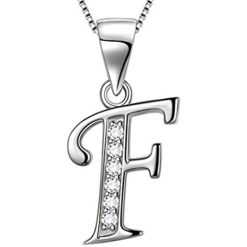 Initial Letter Necklace/Earrings 925 Sterling Silver 26 A-Z English Alphabet Fashion Name Pendant/Studs Earrings Crystal Cubic Zironia Jewelry