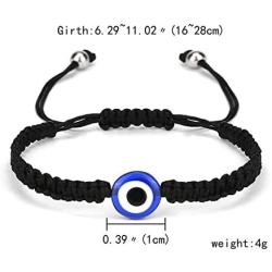 4Pcs Evil Eye Bracelets for Women Men,7 Knot Adjusted Handmade Lucky Bracelets for Protection Kabbalah Black Blue Red String Bracelets Amulet Jewelry Gift for Families Friends,4 Packs