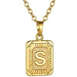 GoldChic Jewelry Tiny/Medium Square Initial Necklace for Women Men Girls, Dainty Letter Charm Necklaces (adjusts to 16-24 inch), Birthday with Gift Box - Customized Available