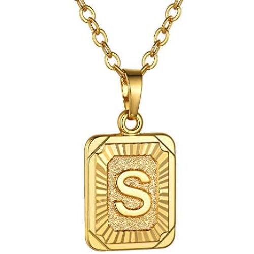 GoldChic Jewelry Tiny/Medium Square Initial Necklace for Women Men Girls, Dainty Letter Charm Necklaces (adjusts to 16-24 inch), Birthday with Gift Box - Customized Available