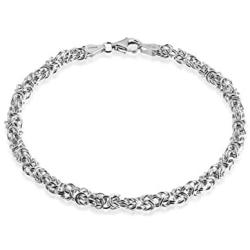 Quadri - Premium Quality 925 Sterling Silver 3.5mm Solid Round Byzantine Link Chain Bracelet for Women Men Girls Boys - 7'' - 7.5'' - 8'' - 8.5'' inch - Handmade in Italy Certified - Gift Box Included