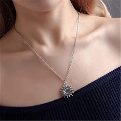 Sun Moon Necklace Choker Vintage Smile Face Sunflower Pendant Neckalce for Women Wish Jewelry