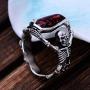 HSQYJ Punk Silver Skull Bat Ring Gothic Vampire Bloody Red Enamel Coffin Rings Mens Womens Metal Rock Biker Bands Fashion Jewelry