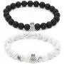 POSHFEEL Pineapple Charm Bracelets for Lovers Couple Black Matte Agate & White Howlite 8mm Beads Bracelet, 7.6''+7.2'' POSHFEEL Pineapple Charm Bracelets for Lovers Couple Black Matte Agate & White Howlite 8mm Beads Bracelet, 7.6''+7.2''