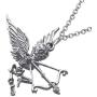 DOWAY Halloween Antique Alloy Plated Wings Archery Skeleton Skull Pendant Necklace Novelty Jewelry for Women Girls Charm Party Gift