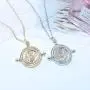 TseanYi Vintage Time Necklace Choker Silver Round Circle Pendant Necklaces Sand Clock Necklace Chain Time Turner Jewelry for Women and Girls (Silver)