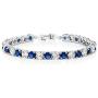 Gem Stone King Sparkling 7 Inch Blue and White Round Cubic Zirconia Tennis Bracelet