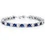 Gem Stone King Sparkling 7 Inch Blue and White Round Cubic Zirconia Tennis Bracelet